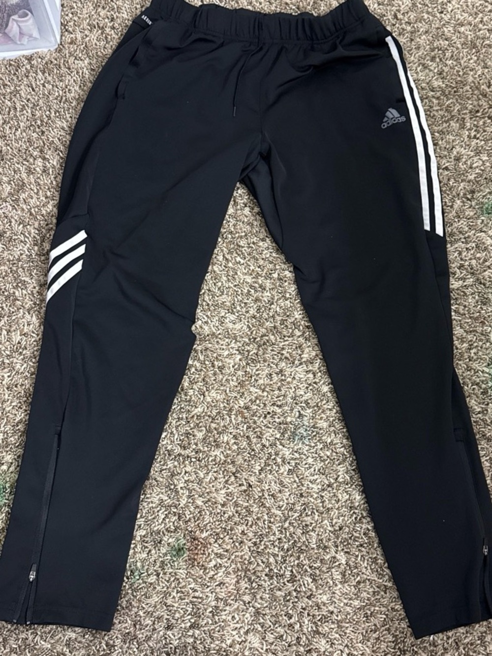 adidas Black Track Pants with White Stripes - Kids